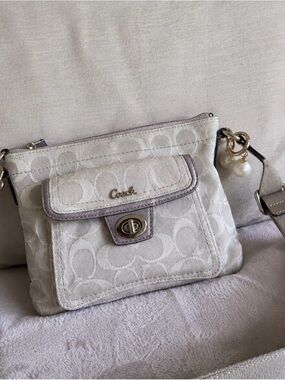 Coach Cream Signature Crossbody with Pearl Charm